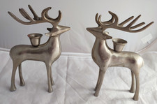 Weihnachten - 2 Kerzenständer Edelstahl - 2 KERZENHALTER Hirsche für STABKERZEN