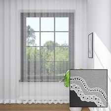 Gardine Store mit feiner Lochstickerei am Saum Weiß Kräuselband Maßanfertigung