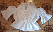 Kurzarm Bluse, vorne zum Binden in Weiß - Größe XL - Länge 50 cm