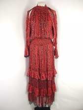 Rokoko Sand Kleid Rot Maxi