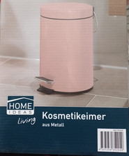 Kosmetikeimer / Treteimer aus Metall mit Pedal/Absenkautomatik, 3 Liter, rosé