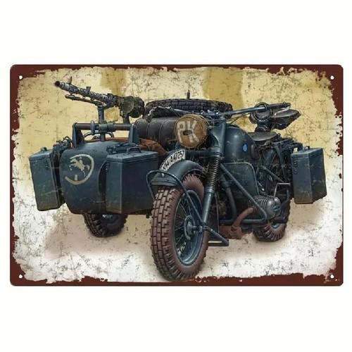 Blechschild motorrad soldaten - blechschild,