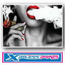 MÄDCHEN RAUCHEN GELD SEXY HEISSE FRAU LIPPEN POSTERDRUCK A4 A3 GRÖSSEN LAMINIERTE OPTION