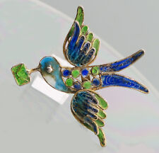 EMAIL SILBER BROSCHE ° BRIEFTAUBE ° BRIEF  FREUNDSCHAFT LIEBE EMAILLE TAUBE