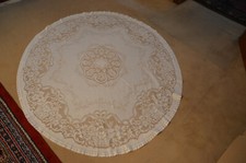 Vintage Jugendstil Tischdecke  Leicht OVAL Stickerei Häkelspitze Baumwolle Borte