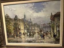 Berlin Unter Den Linden u. Dom Ansicht um 1900 Öl/Leinwand sign. Miesler