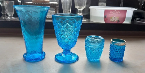 Antikes set glas - , pressglas