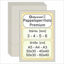 Pappelsperrholz -3,4,5,6mm - Sperrholzplatten -Klasse AB/AB-Zuschnitt - Onlywood
