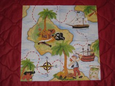 3 Servietten ~ Kindergeburtstag, Junge, Pirat, Schatzkarte, Truhe, Schiff ~33x33