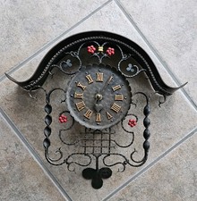 Heibi (?) Wanduhr Schmiedeeisen mit Kienzle Quartz Werk Vintage 50er Jahre