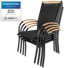 Stapelstühle Gartenstuhl Stuhl Gartenmöbel ALU Teak schwarz DIPLOMAT ib style®