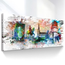 Leinwandbild Düsseldorf Skyline Panorama Abstrakt Wandbilder XXL Wohnzimmer 3756