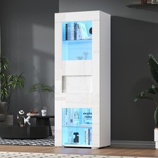 Hochglanz Glas Vitrine Standvitrine Schrank Highboard mit LED Licht 60*40*170cm