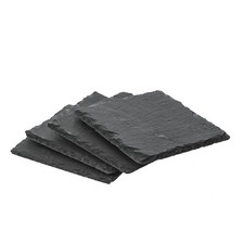Schiefer Tischuntersetzer Getränkeuntersetzer quadratisch 4er Set +Servierplatte