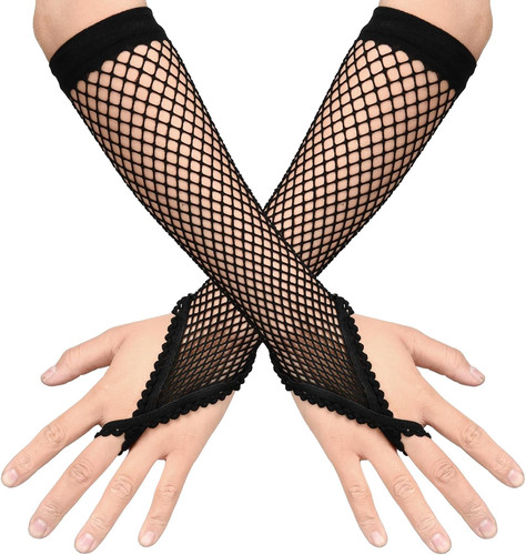 Lang fingerlose netzhandschuhe - lang,