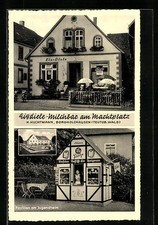 AK Borgholzhausen, Eisdiele-Milchbar am Marktplatz, Pavillon am Jugendheim 
