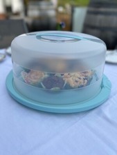 2-in-1 Hohe Tortenglocke mit Muffinbehälter und Kühlfunktion, helltürkis