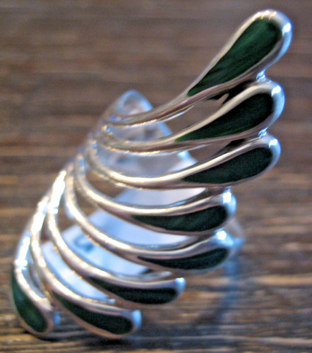 Malachit ring feder - 925, silber