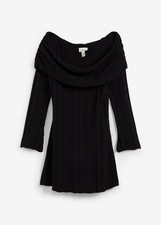 Carmen-Strickkleid Gr. 40/42 Schwarz Damenkleid Mini-Dress Casual-Kleid Neu*