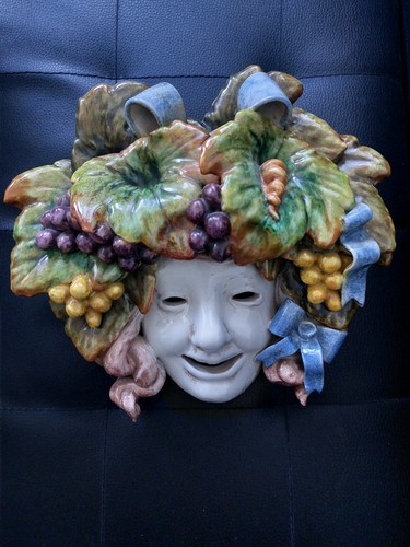 Vintage majolika wandmaske - vintage,