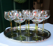 Antik - 8 Stück Südweingläser - olivgrüner Stengel - 30er Jahre -unbeschädigt -