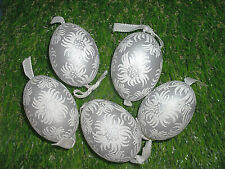 5 echte verzierte Eier,silber,gekratzt, (Schmuckei,Osterei,Ostern,Deko,Geschenk)