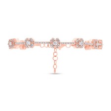 Diamant Kleeblatt Armband Damen 14K Roségold Pave Flexibles Design 1,28ct