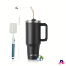 Edelstahl Thermobecher 30oz/20oz mit Deckel Kaffeebecher mit Strohhalm & Henkel