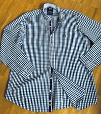 Claudio Campione Herren Hemd Gr. L Blau/Weiss Button Down Kragen