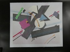 Ölgemälde Geometrie abstrakt signiert Dekoration Büro Praxis 59,5x69,5cm