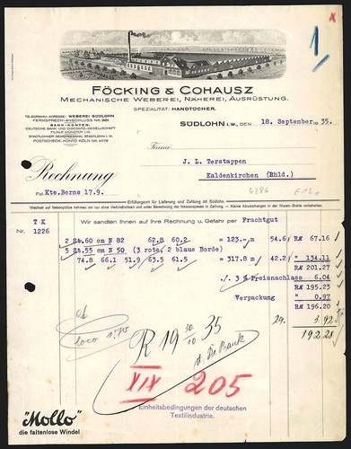 Rechnung südlohn 1935 - rechnung, i.