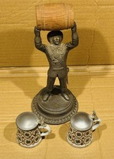 Zinnfigur, Zinngewicht 1,650 KG, Feinzinn, Reinzinn, Figur m. Fass, Kleine Krüge