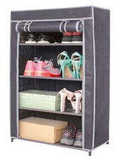 Stoff Schuh Regal 4 Ablagen - 90 x 58 cm / 8 Paar - Schrank Ständer mit Tür