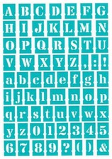 31 - 68 Schablone Zahlen + Buchstaben BB-Flex-Stencils selbstklebend Alphabet 1 
