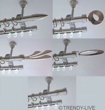 Rohr + Innenlauf Gardinenstange Edelstahl Look 20mm Deckenträger modern D61 RI