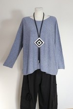 Lagenlook Pullover Tunika Strick Oversize Basic EG 46 48 50 52 54  hell blau