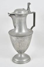 schöne Klassizistische Zinnkanne um 1820 – deutsch, Kelchform, Perlband, 34cm