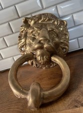 Massiver Messing Türklopfer Löwenkopf Antik