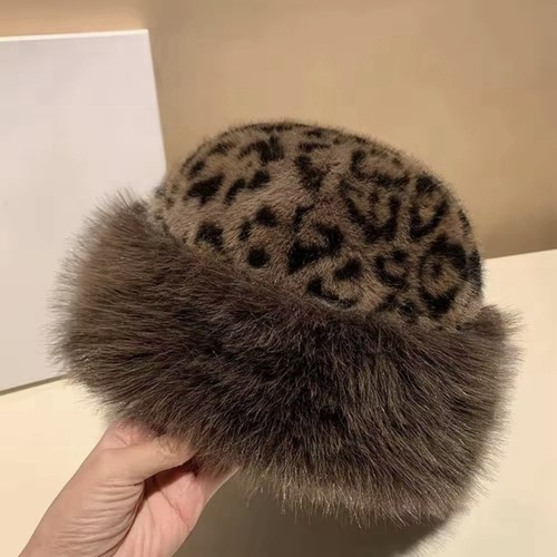 Leopard print pelz - print, mütze