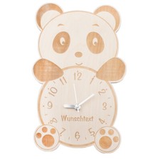 Panda Kinderuhr Holz personalisiert – Geschenk zur Geburt – Wanduhr Deko