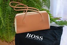 HUGO BOSS Handtasche/Schultertasche Leder / Leinen, caramell/cognac - creme