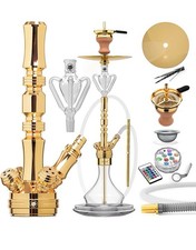 Dilaw Triphan Shisha Edelstahl Hookah Nargileh Big Gold Glass Molassefänger