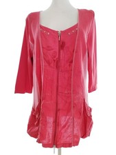 ✨ BAGORAZ Tunika mit Reißverschluss für Damen Streifen RV Rosa 34 3/4 Ärmel ✨