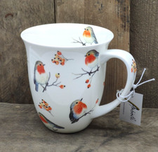 Ambiente Kaffeetasse Teetasse Becher Mug 0,4 l Robin Vögel - Fine Bone China