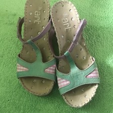 ART COMPANY Traum Grün Rosa Leder Wedge Pantoletten, Gr. 39 eher 38 Top Zustand!