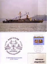 Bundesmarine, P6128 Schnellboot S78 OZELOT, AAG2008, Foto mit Schiff+Poststempel