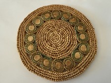 Topfuntersetzer Untersetzer Bast Rund 70er Jahre Vintage