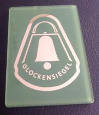 Werbe-Hand-Taschen-Spiegel,Werbung,Reklame,GLOCKENSIEGEL,VEB Apoldaer Lederwaren