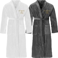 Vossen Luxus Feeling Bademantel bestickt mit Namen oder Text Velours Schalkragen