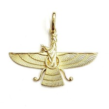 18k Gelbgold Farvahar Faravahar Perser Ahoura Mazda Zoroastrier Anhänger 5g